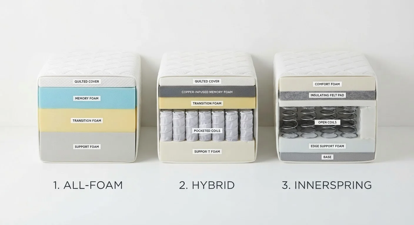 Memory Foam, Innerspring, and Hybrid Mattresses: A Framework for Comparing Them