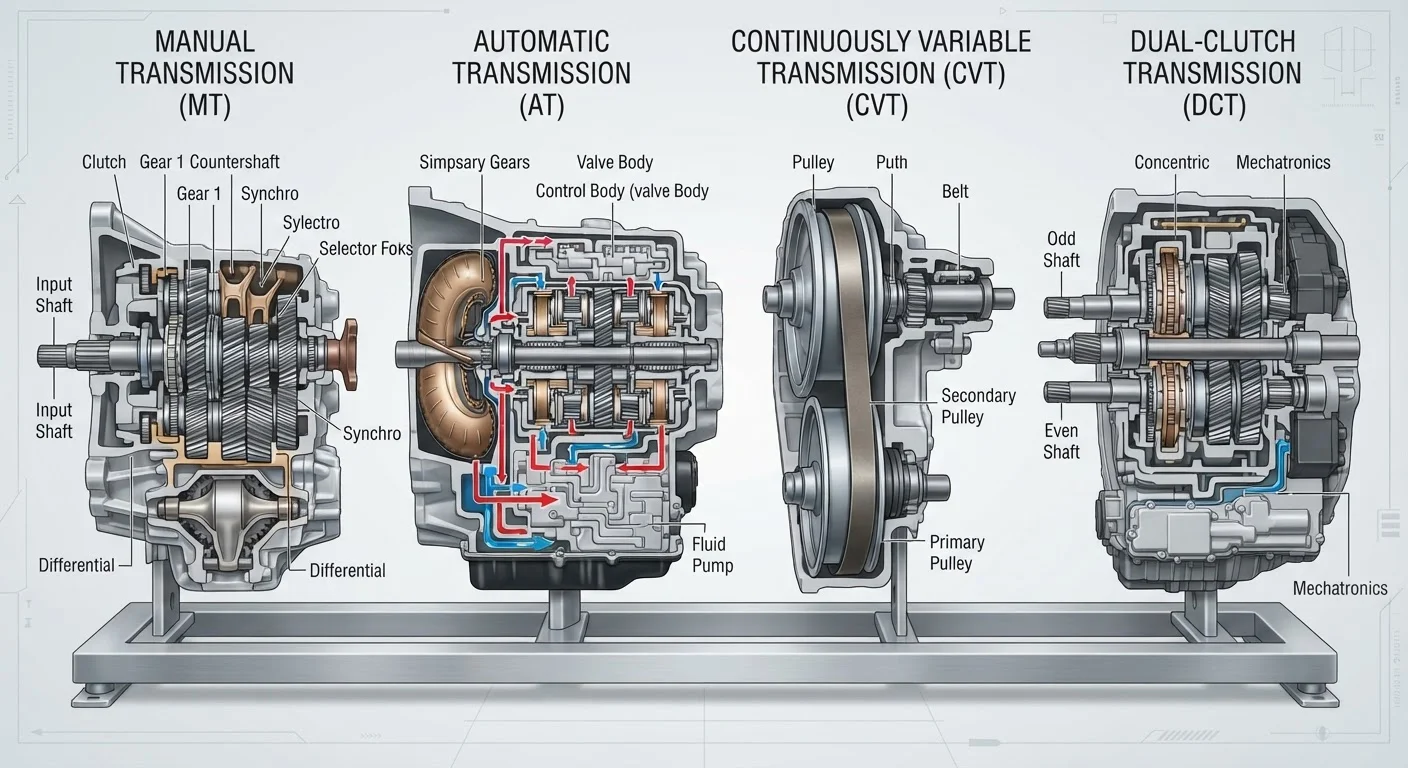 Transmission Types Decoded: Manual, Automatic, CVT, and Dual-Clutch